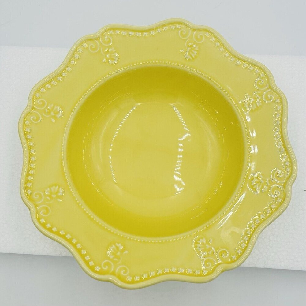 Vera Bradley J Willfred 10.5" Ceramic Serving Bowl Flowers Portugal Yellow